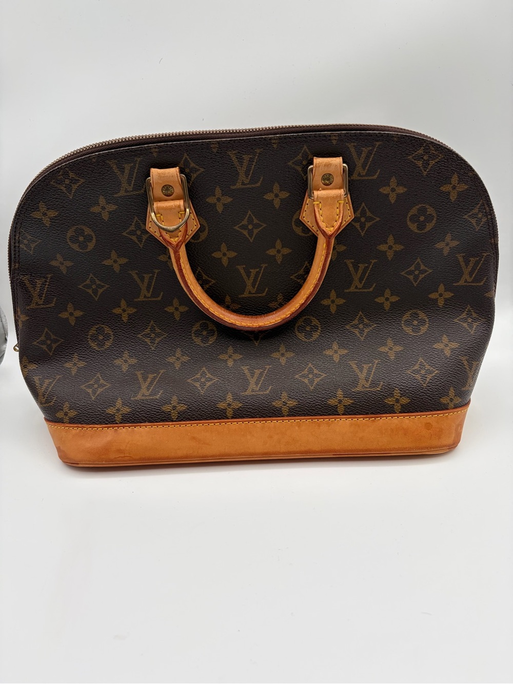 Louis Vuitton Alma PM Monogram Canvas Handbag Brown Leather BA0988 Authentic - Picture 2 of 16